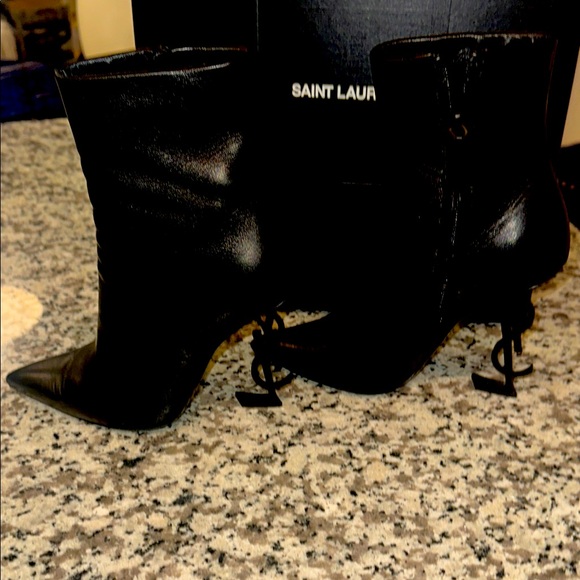 Saint Laurent Black Heeled Boots - Picture 1 of 17